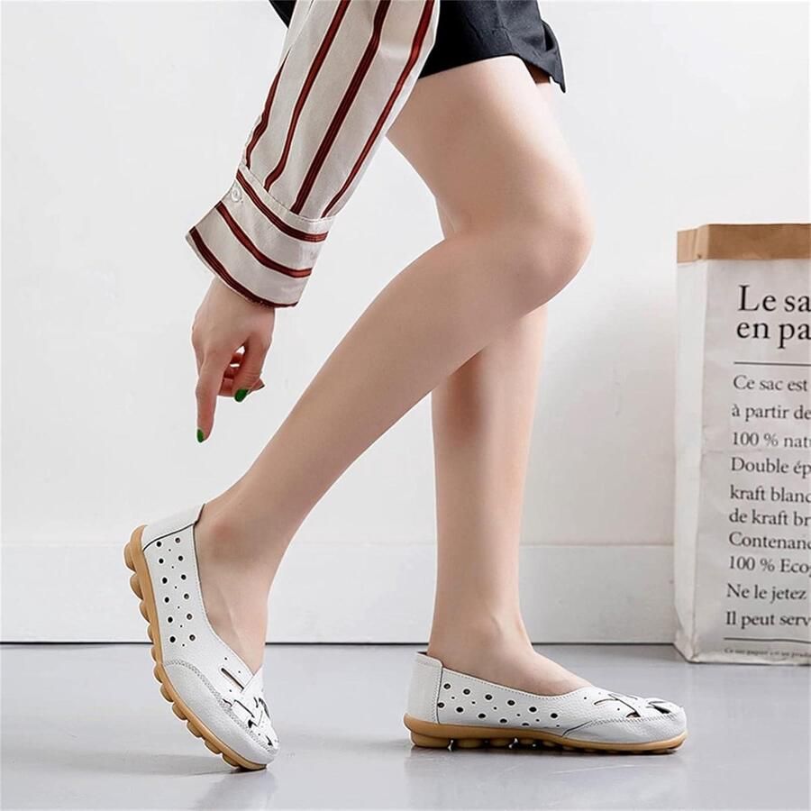 Provento Comfortabele Casual Lederen Loafers Vrouwen in Wit EU met Ronde Teen