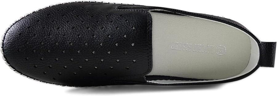 Provento Comfortabele Dames Flats met Ronde Neus Lederen Pumps voor Werk en Kantoor Zwart