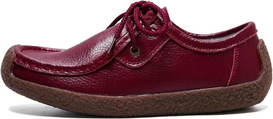 Provento Dames Comfortabele Instappers met Veters Platte Boots Mocassins voor Rijden Werk en Wandelen