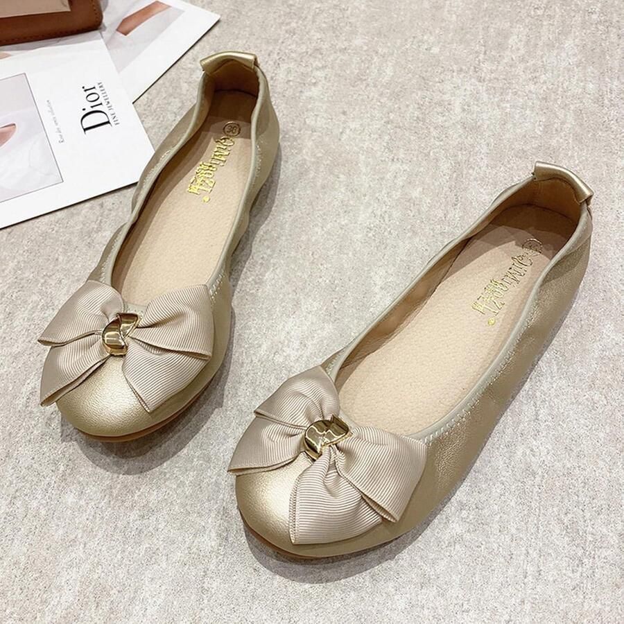 Provento Dames Platte Pumps met boog en ronde neus voor werk en kantoor