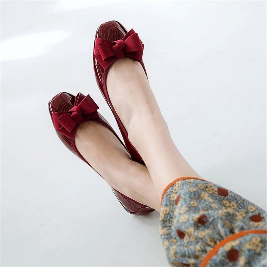 Provento Dames platte schoenen met puntige neus en schattige strik ballerina stijl wandelschoenen