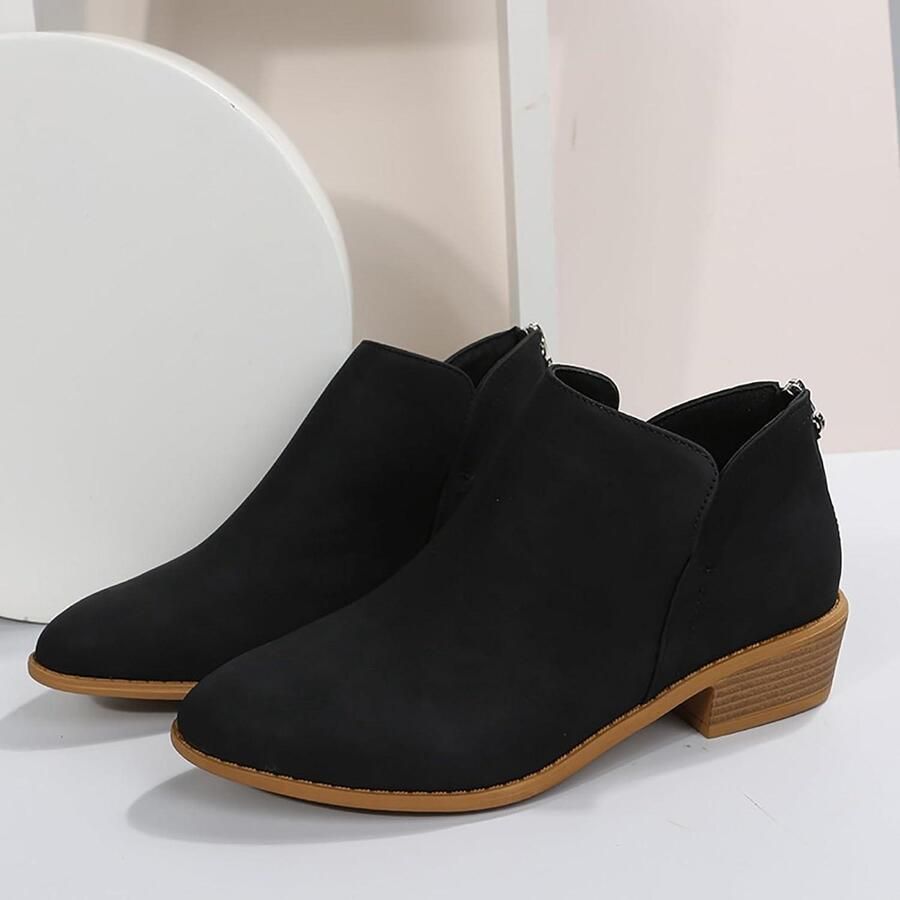 Provento Enkellaarsjes met lage hak voor vrouwen in zwart beige