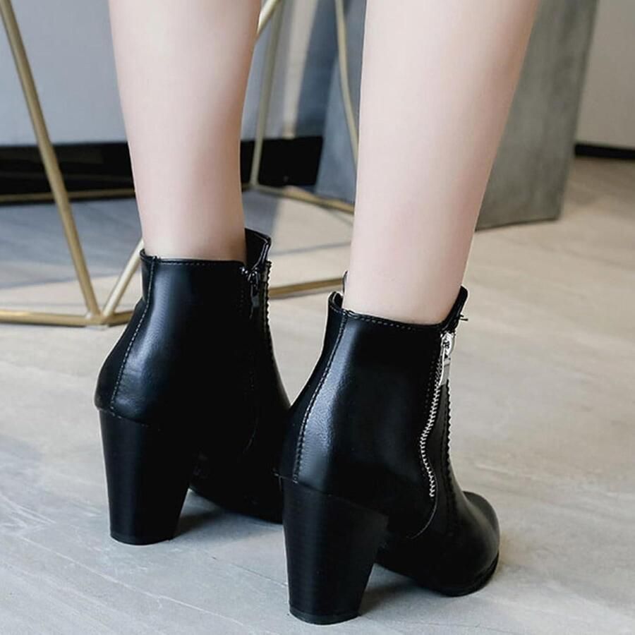 Provento Enkellaarzen met puntige neus ritssluiting halfhoge hak voor dames winterlaarzen