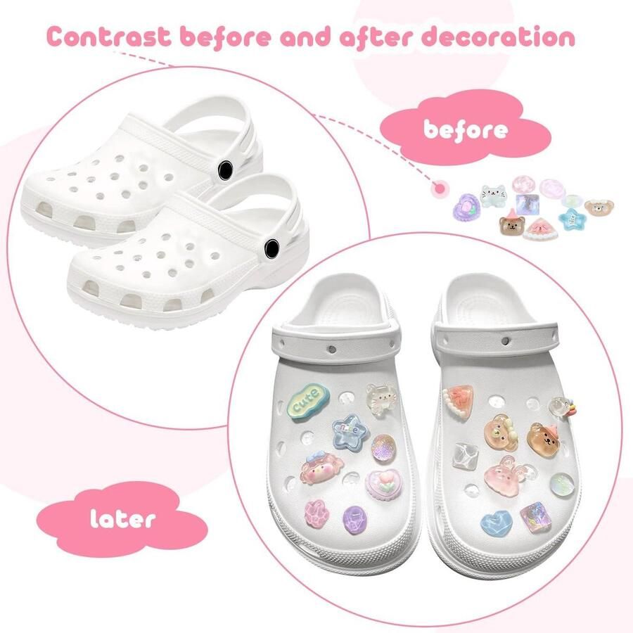 Provento Kleurrijke diamanten schoenhangers voor clogs set van 26 stuks schoendecoratie voor vrouwen meisjes en volwassenen