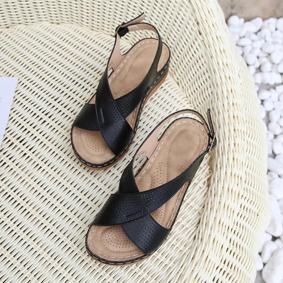 Provento Wedge sandalen met hak en enkelbandje voor dames Klassiek design Open teen Gesp sluiting Platform zool Outdoor gebruik Zomer schoenen Comfortabel en trendy kleuropties