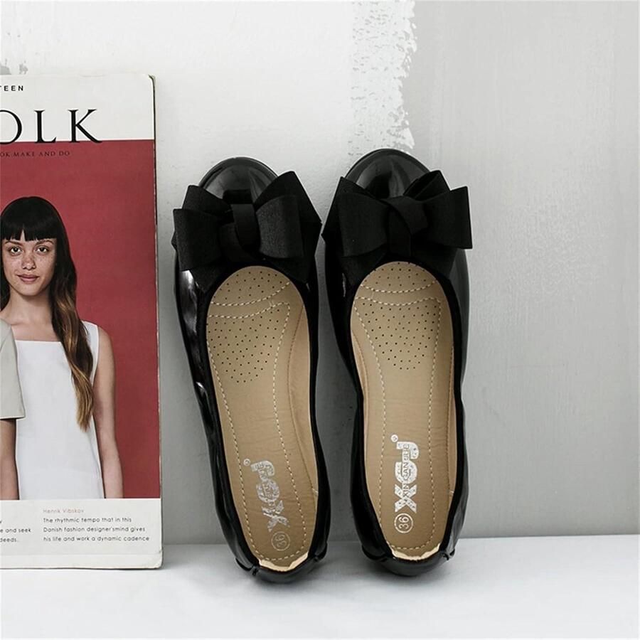 Provento Zwarte Dames Ballerina's met Puntteen en Strikdetail Comfortabele Ballet Flats