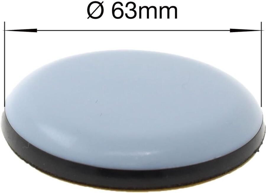PTFE Teflon Meubelglijders Rond Zelfklevende Sliders Verschillende maten (63mm Aantal 4)