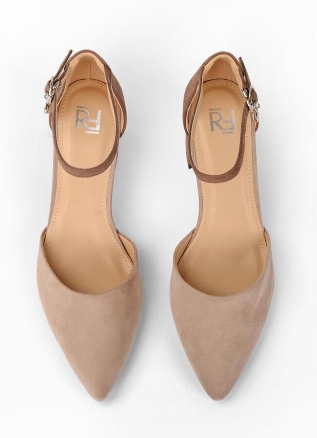 Pumps bruin blokhak zacht imitatiesuède riempjespompen damesschoenen met hak zachte pumps HF749
