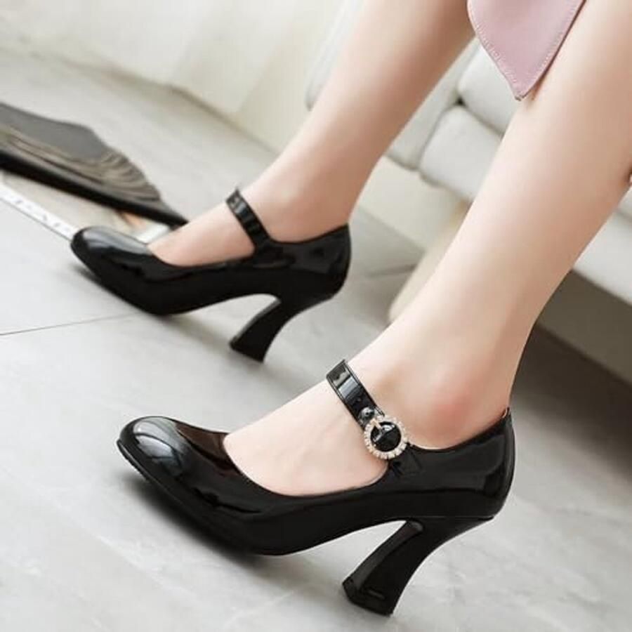 Pumps met blokhak Zwart Ronde teen - Foto 1