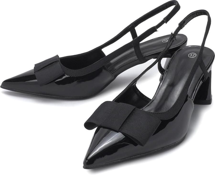 Pumps met puntige hak breed met strik
