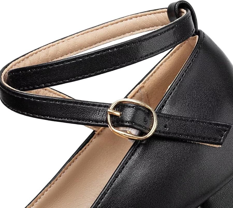 Pumps met riempje en gesp dames kleine hak schoenen