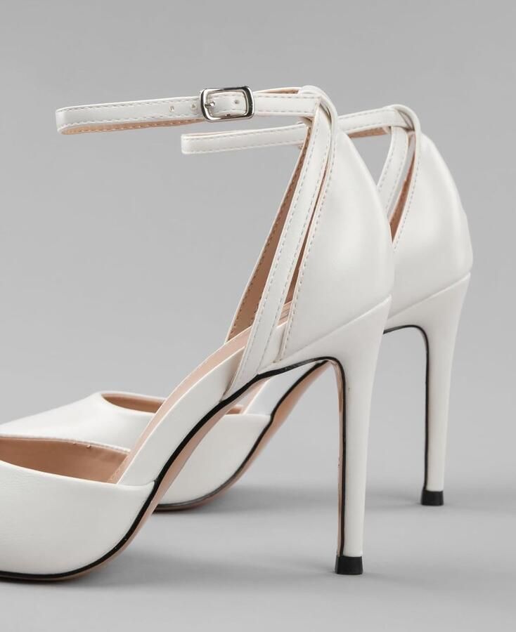 Pumps met stilettohak Beige met enkelbandje 8174-7-5 (Beige PU )