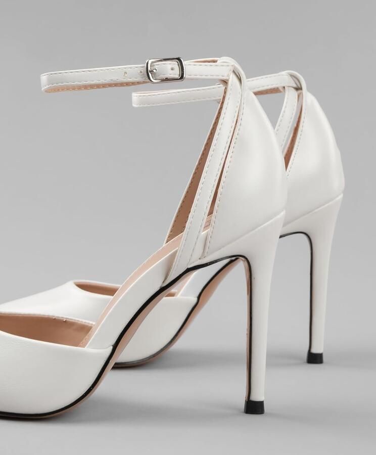 Pumps met stilettohak Beige met enkelbandje 8174-7-5 (Beige PU )