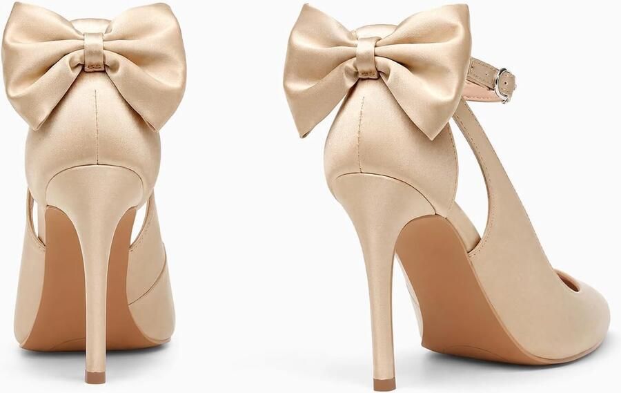Pumps met strik op de rug en enkelriem
