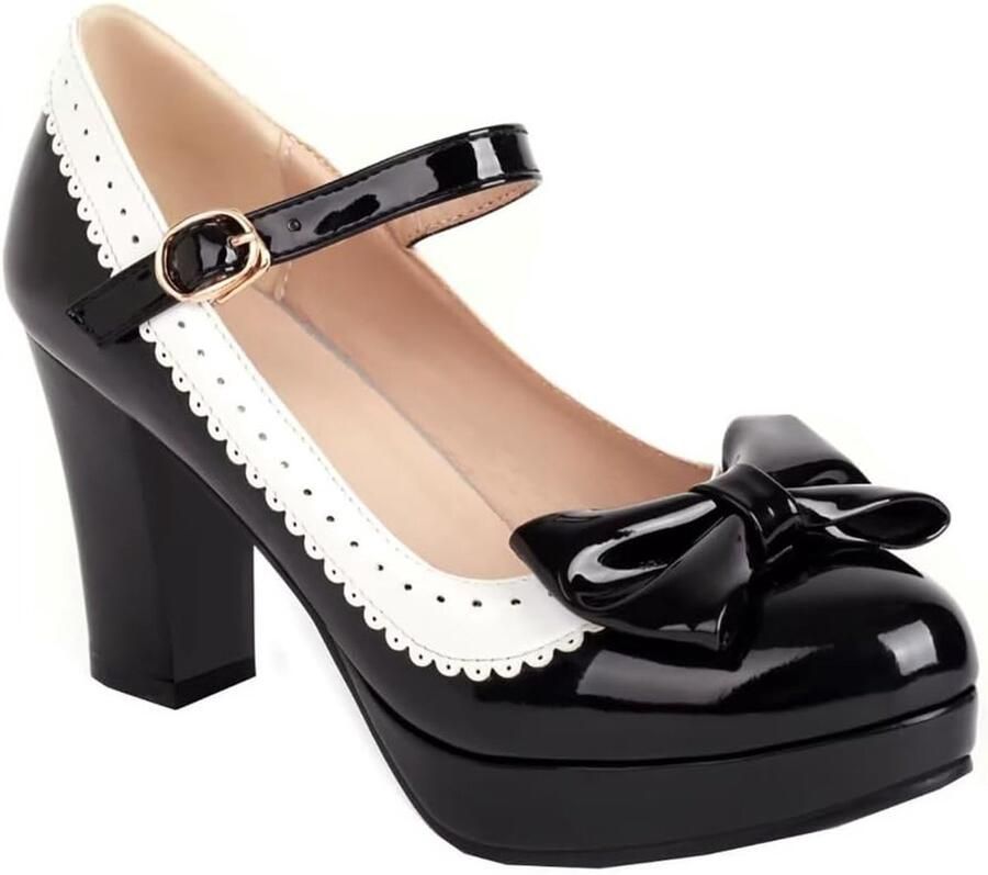 Pumps voor dames hoge hakken pumps met strik en blokhak
