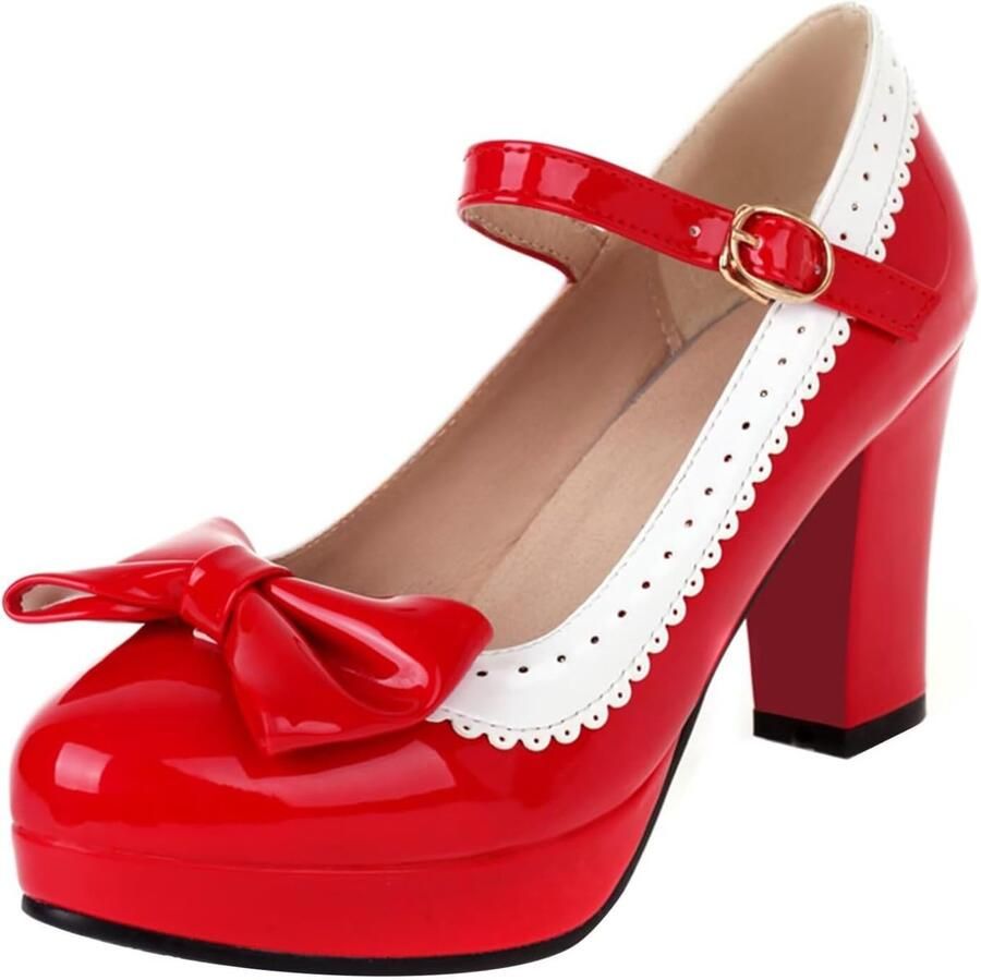 Pumps voor dames hoge hakken pumps met strik en blokhak