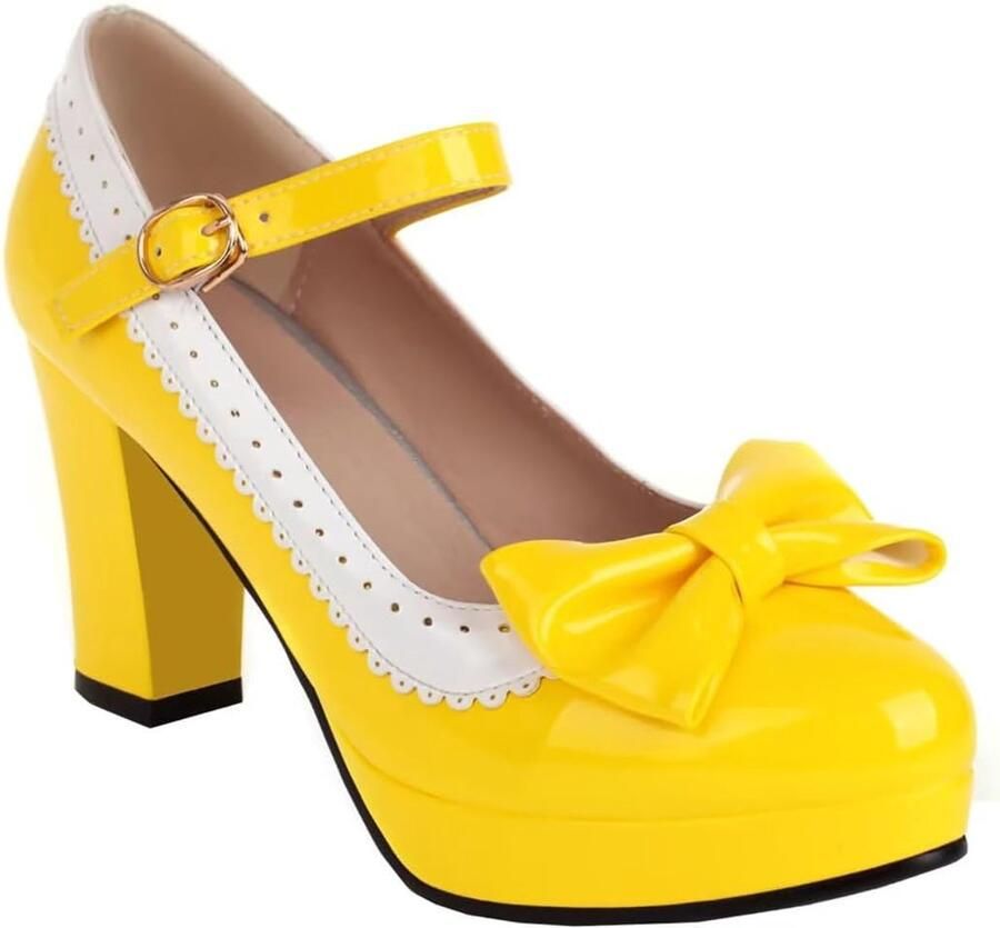 Pumps voor dames hoge hakken pumps met strik en blokhak