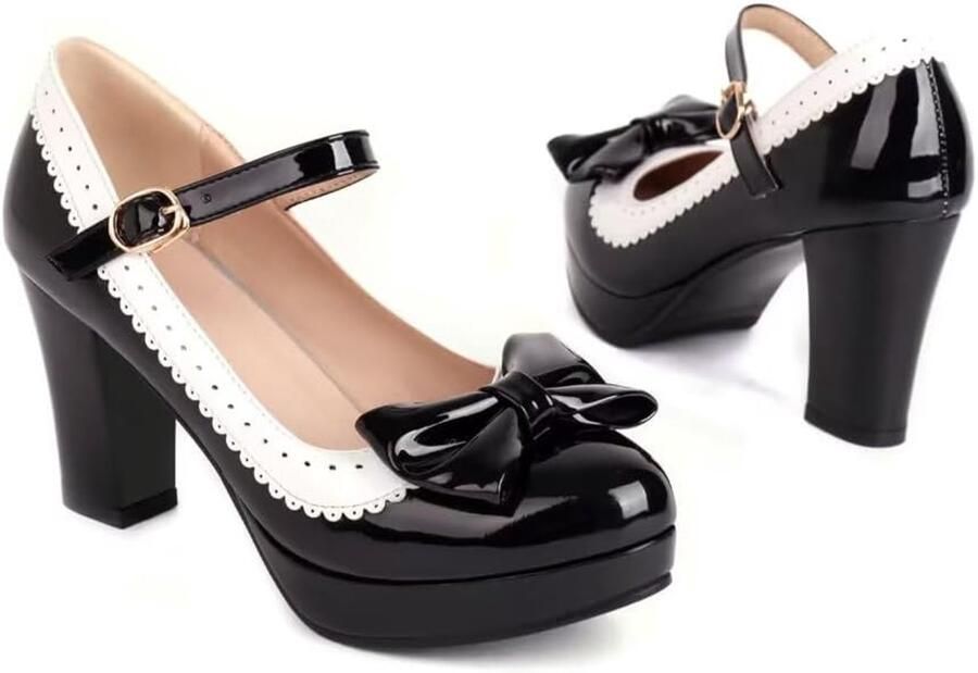 Pumps voor dames hoge hakken pumps met strik en blokhak