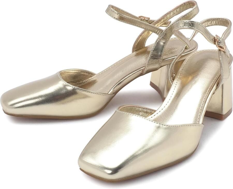 Pumps voor dames met blokhak van en gesp