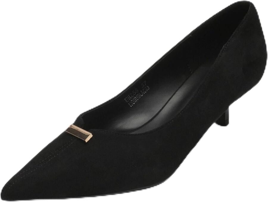 Pumps voor dames puntige teen kleine hak flare gouden