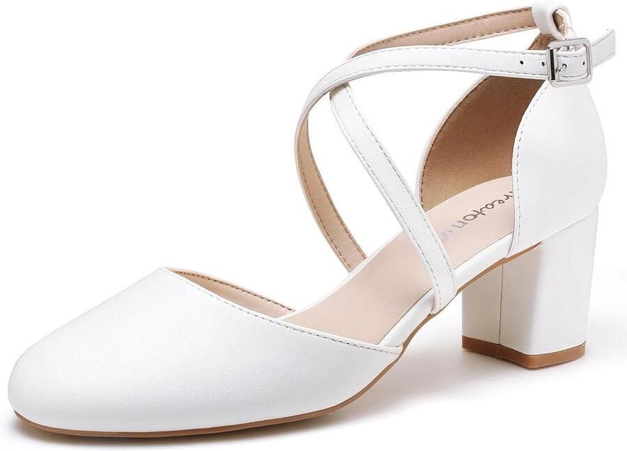 Pumps voor dames riempjespumps sandaal met kruis enkelriem blokhak gesloten kant glitterpumps perfect voor bruiloften en feestjes