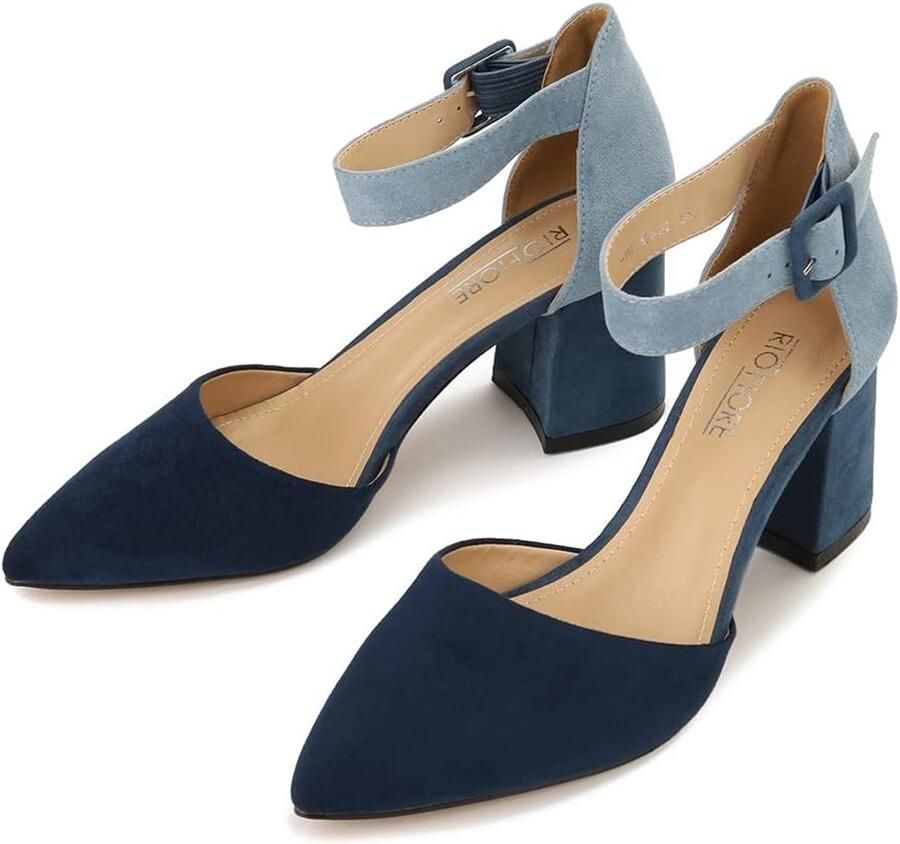 Pumps zwart wit grijs blauw beige taupe groen fuchsia paars rood blokhak comfortabele pumps met riem zacht imitatiesuède kunstleer riempjespompen H1877-A0142