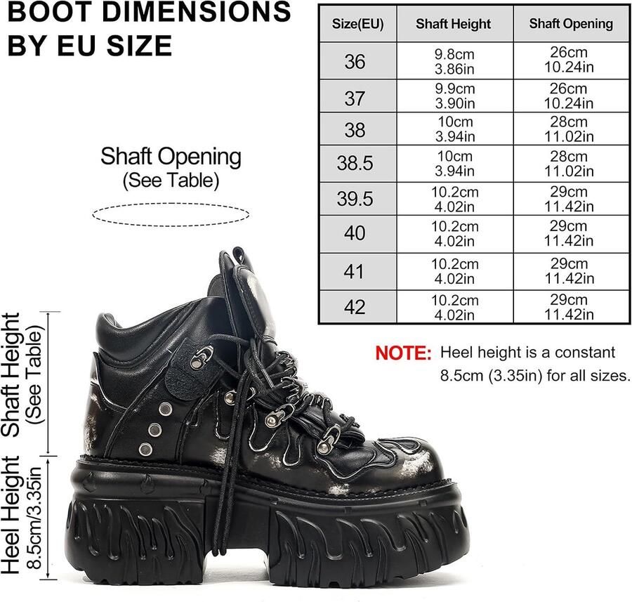 Punk Metallic Platform Schoenen Rock Enkellaarzen voor Dames Vlam Design Studs Details