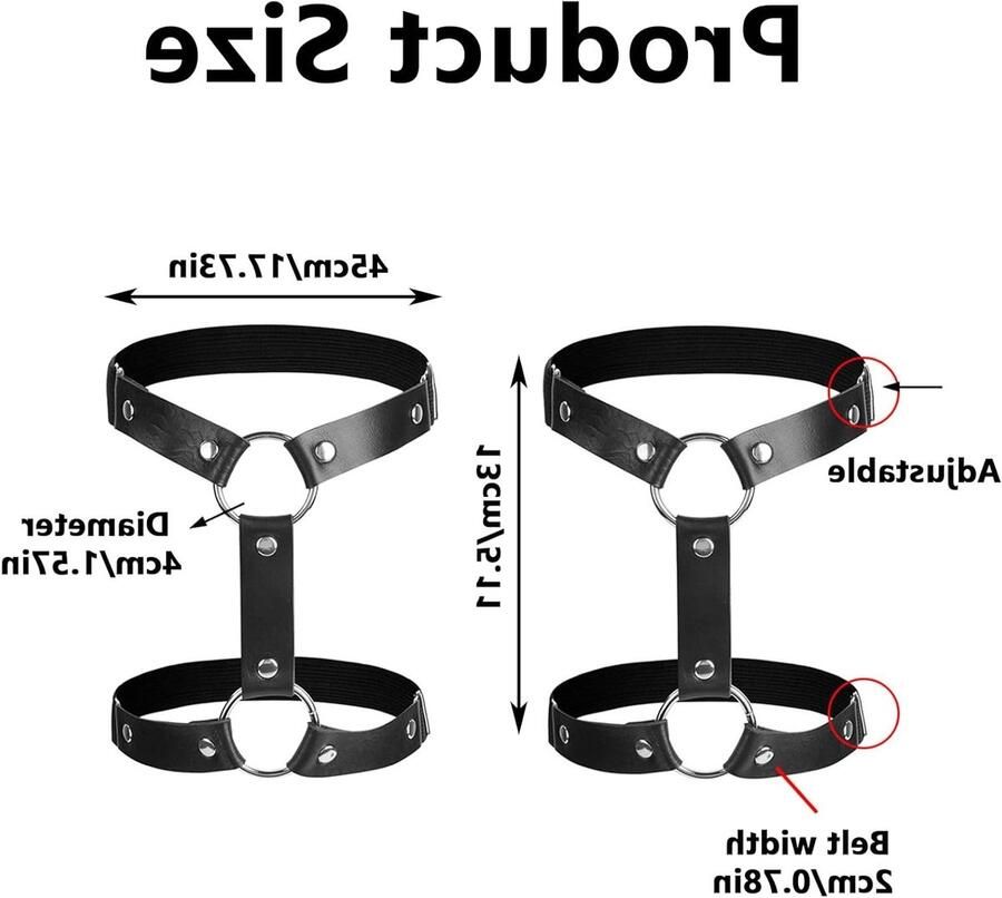 Punk Stijl Zwarte Laarzen Garter Set van 2 Verstelbare Dijenringen voor Cosplay Feest en Halloween Accessoires