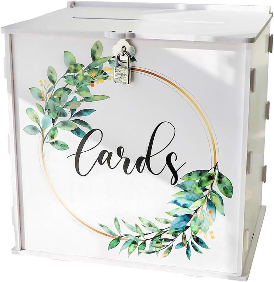 Pvc met slot 25 x 25 x bruiloftsgeschenkdoos kaartbox brievenbus gelddoos voor bruiloftsreceptie feestdecoraties afstudeerfeest verjaardagsfeest enz. wit