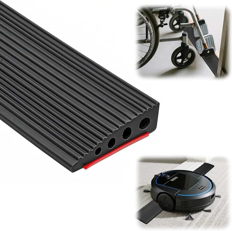 PVC rolstoelhelling 100x8x drempelhelling antislip oppervlak rubberen helling oprijhelling drempelhelling voor rolstoel kinderwagen rollator of e-scooter (Zwart 2)