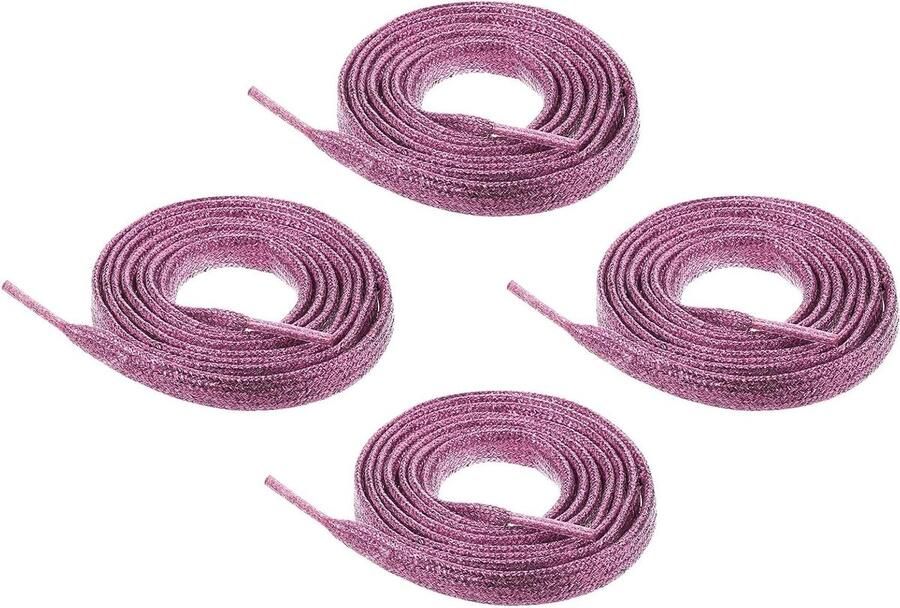 QUARKZMAN 2 Pairs Shiny Flat Shoelaces Glitter Metallic Lace Up Sequins Shoelaces for Sneakers Boots Skate Running Shoes Rose Gold Pink Gold