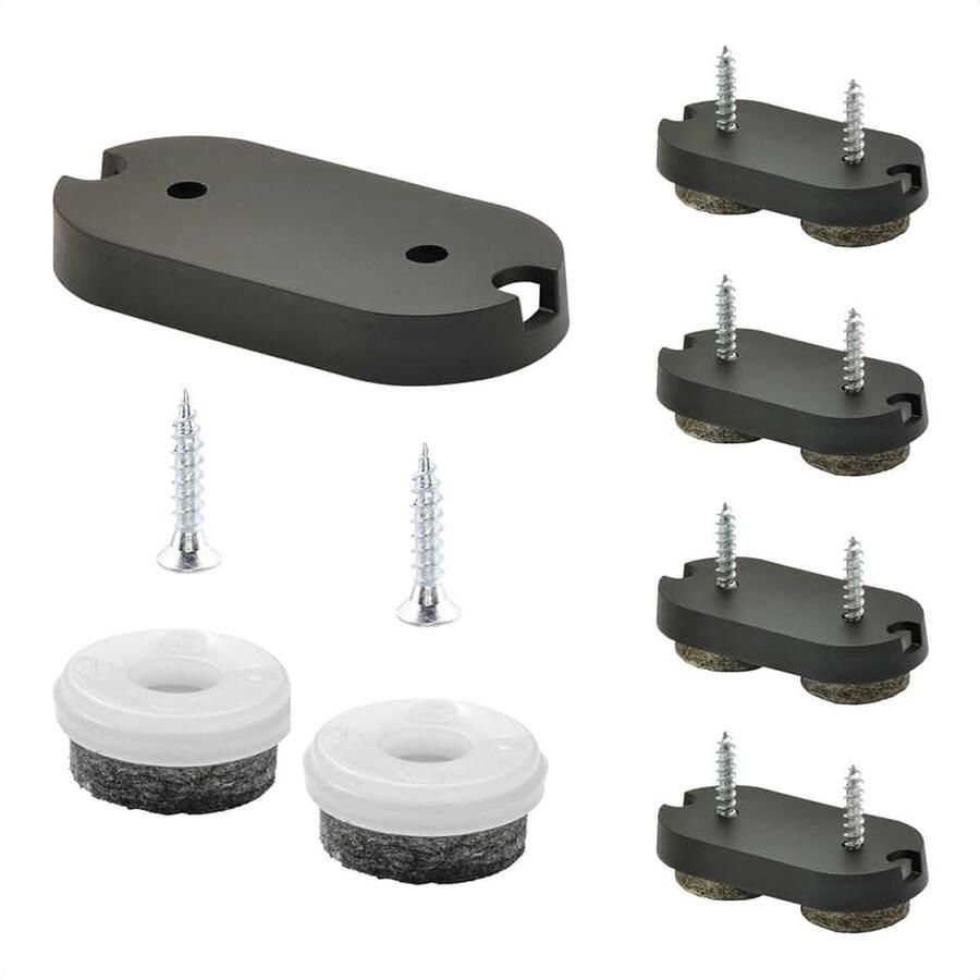 QuickClick Viltglijders Meubelglijders I set van 4 om vast te schroeven I 4x basisdeel + 8x schroef+glijderinzetstuk vervangbaar wolvilt ULTRASOFT 42 x 20 mm Made in Germany
