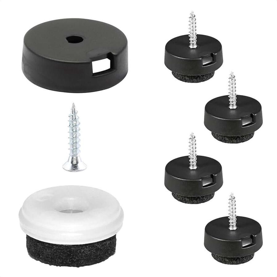 QuickClick Viltglijders Meubelglijders I set van 4 om vast te schroeven I 4x basisdeel+schroef+glijderinzet verwisselbaar vilt robuust NATURAL Ø 20 mm Made in Germany
