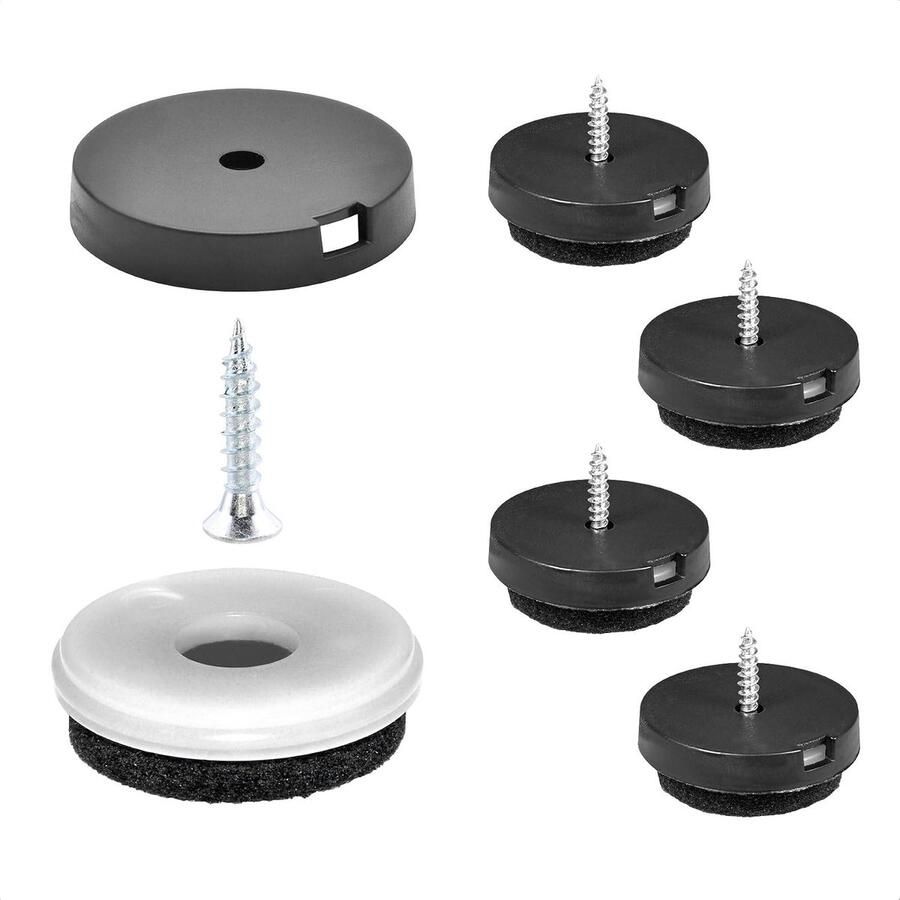 QuickClick Viltglijders Meubelglijders I set van 4 om vast te schroeven I 4x basisdeel+schroef+glijderinzet verwisselbaar vilt robuust NATURAL Ø 30 mm Made in Germany