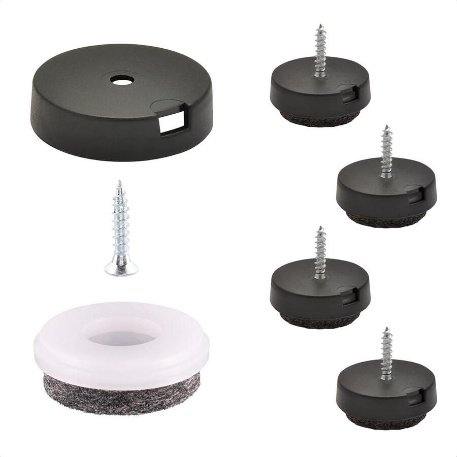 QuickClick Viltglijders Meubelglijders I Set van 4 om vast te schroeven I 4x voet+schroef+glijderinzetstuk verwisselbaar wolvilt ULTRASOFT Ø 25 mm Made in Germany