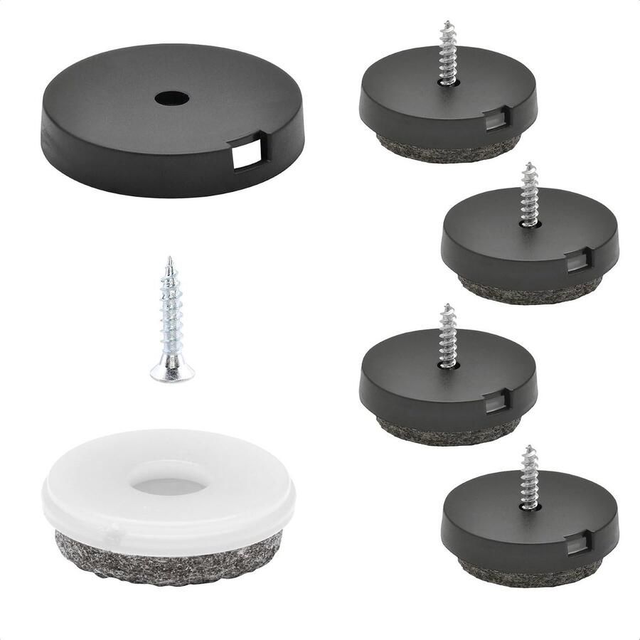 QuickClick Viltglijders Meubelglijders I Set van 4 om vast te schroeven I 4x voet+schroef+glijderinzetstuk verwisselbaar wolvilt ULTRASOFT Ø 30 mm Made in Germany