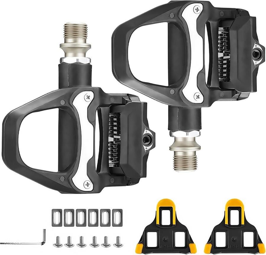 Racefiets pedalen Klikpedalen metalen Fietsen op de weg Verstelbare spanning 90 x 99 mm Zwart