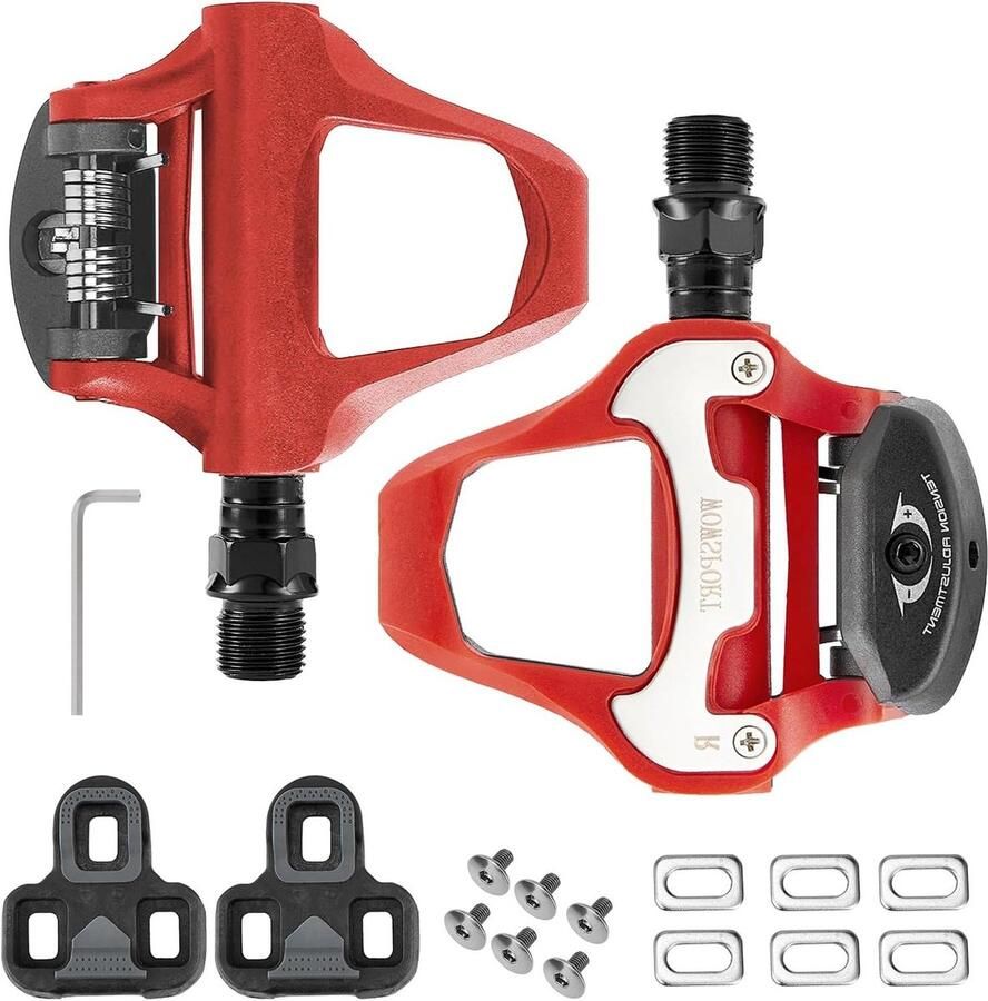 Racefiets Pedalen Koolstofvezel Pedalen Krachtoverdracht Verbeteren Look KEO Compatibel Standaard 9 16 Rood