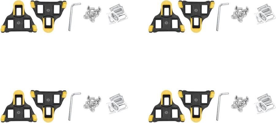 Racefiets Schoenplaten Fiets Pedalen Cleats Efficiënte Krachtoverdracht 6 Graden Drijfvermogen Set van 4 Zwart Geel