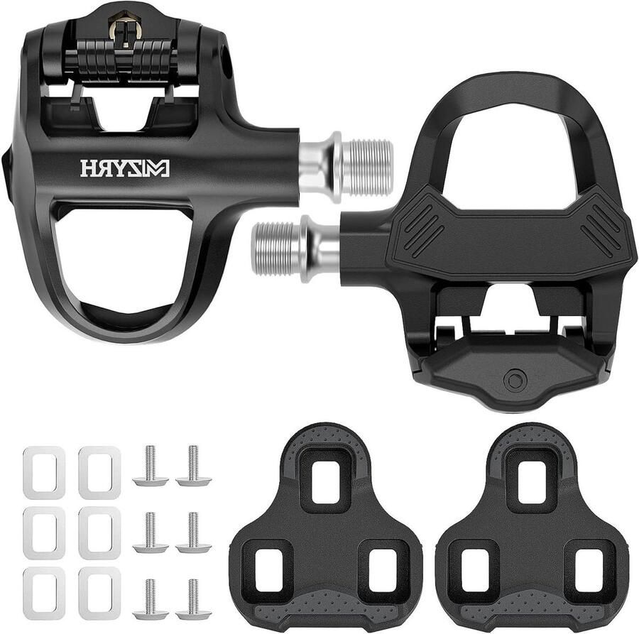 Racefietspedalen Cliploze Pedalen Schoenplaatjes Dagelijkse Training Sport Lichtgewicht Nylon Glasvezel Standaard 9 16 Inch Zwart
