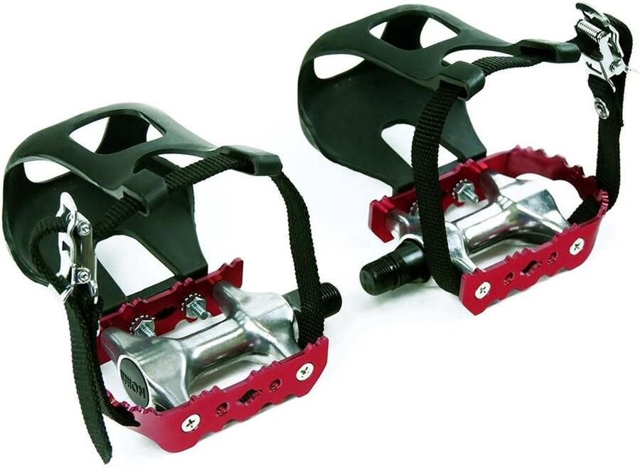 Racefietspedalen Singlespeed pedalen Fietsen Geanodiseerd aluminium 9 16 inch Rood