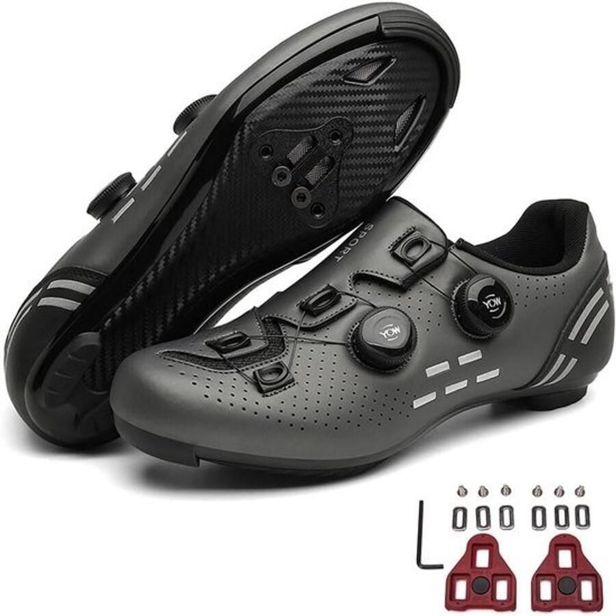 Racefietsschoenen met SPD-compatibele koppeling en Delta-platen