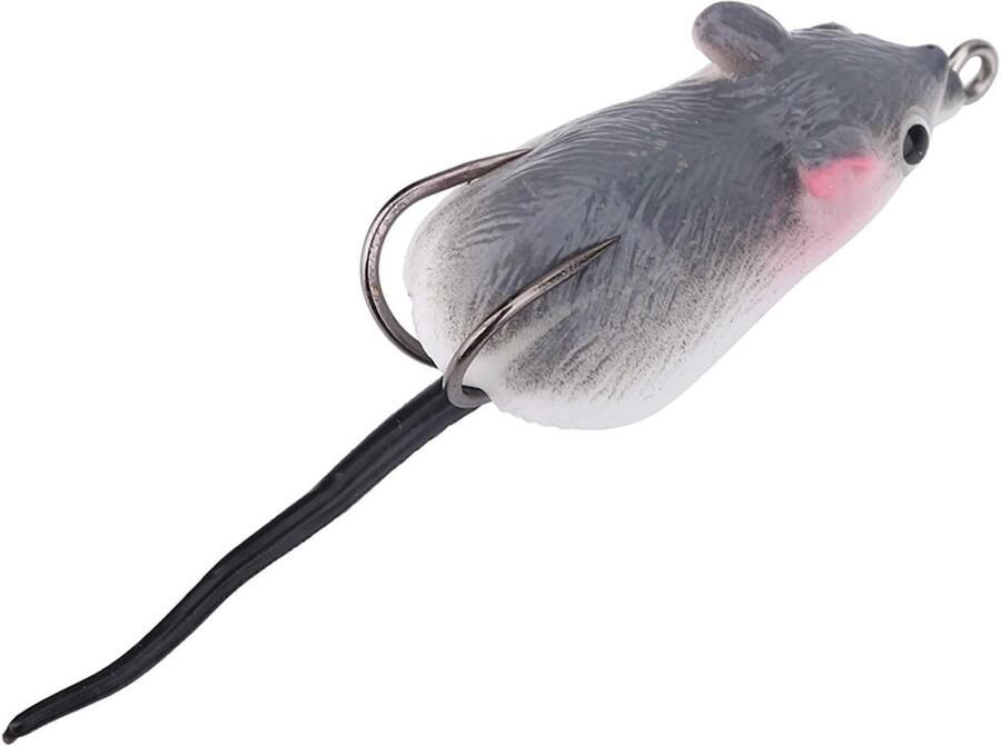Rat Lure Grijze Staart Kunstaas Zachte Oppervlakte Vissen Kunstaas Dubbele Haken Tackle Accessoire voor Bass Crappie Snoek Gespikkelde Forel Zoutwater Zoetwater