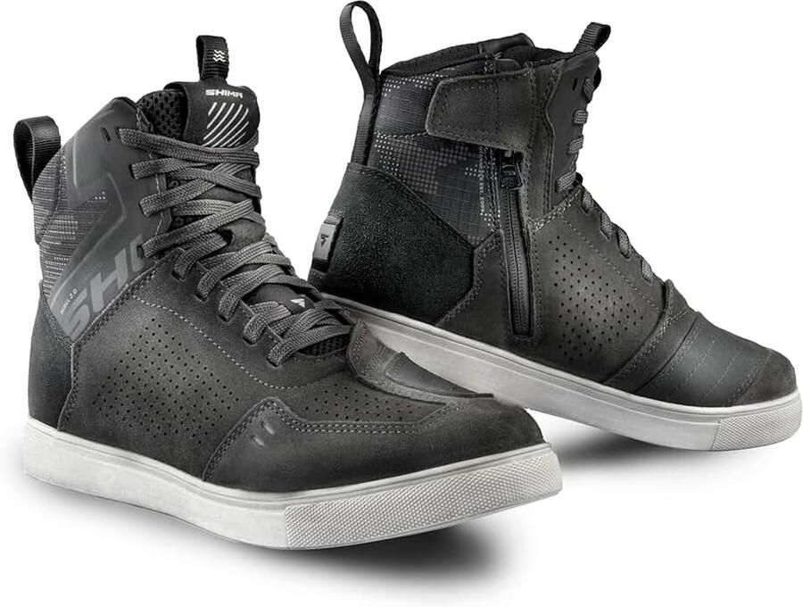REBEL 2.0 Motorschoenen voor heren leer geventileerd goedgekeurd sneakers enkelbescherming ritssluiting aan de zijkant antislipzool sneakers zomer traillaarzen (heren geventileerd