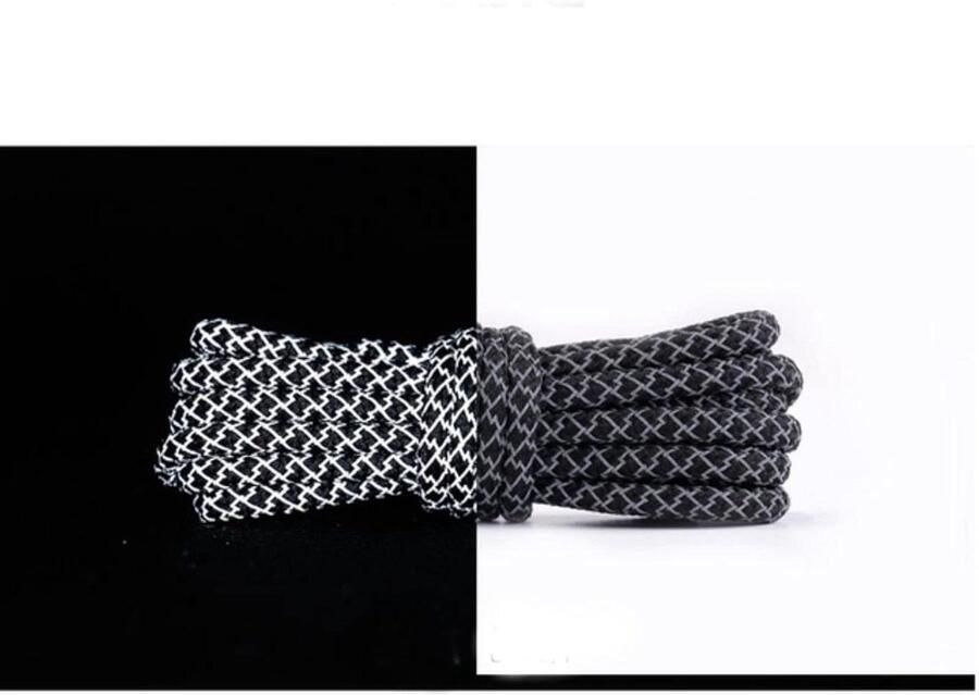 Reflecterende Schoenveters Sport Veters Ronde Touw Schoenen Versieren 3M Reflecterend Materiaal Zwart