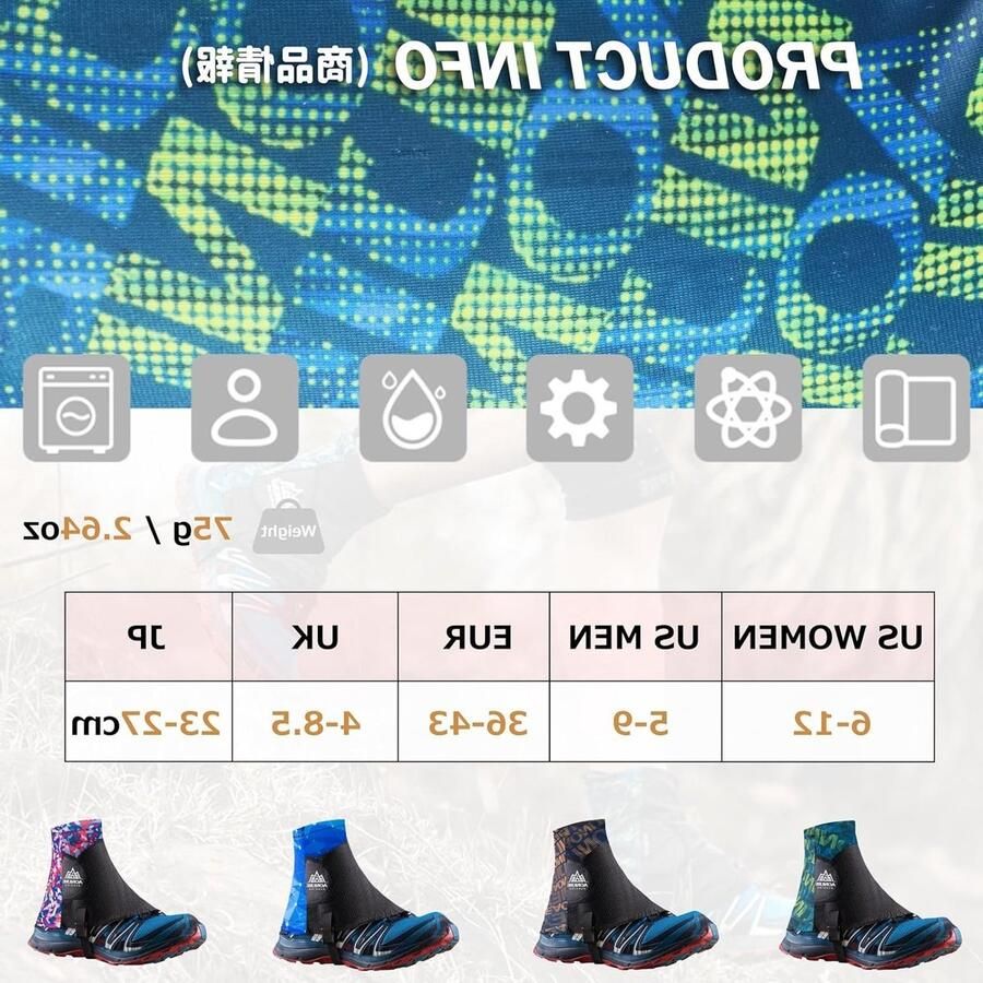 Reflecterende Trail Low Gaiters voor Hiken en Klim Ade d en Waterdicht voor en
