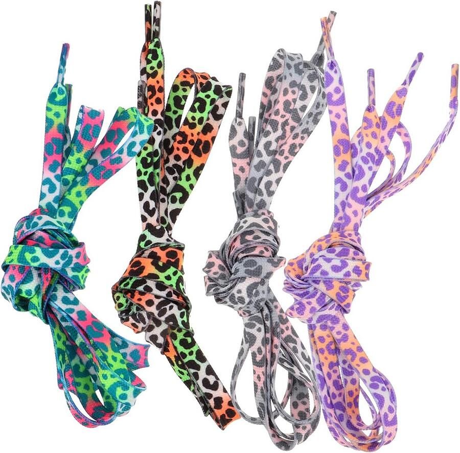 Reflecterende Veters Schoenveters Nachtelijk Zicht Leopard Patroon Lengte Multicolor