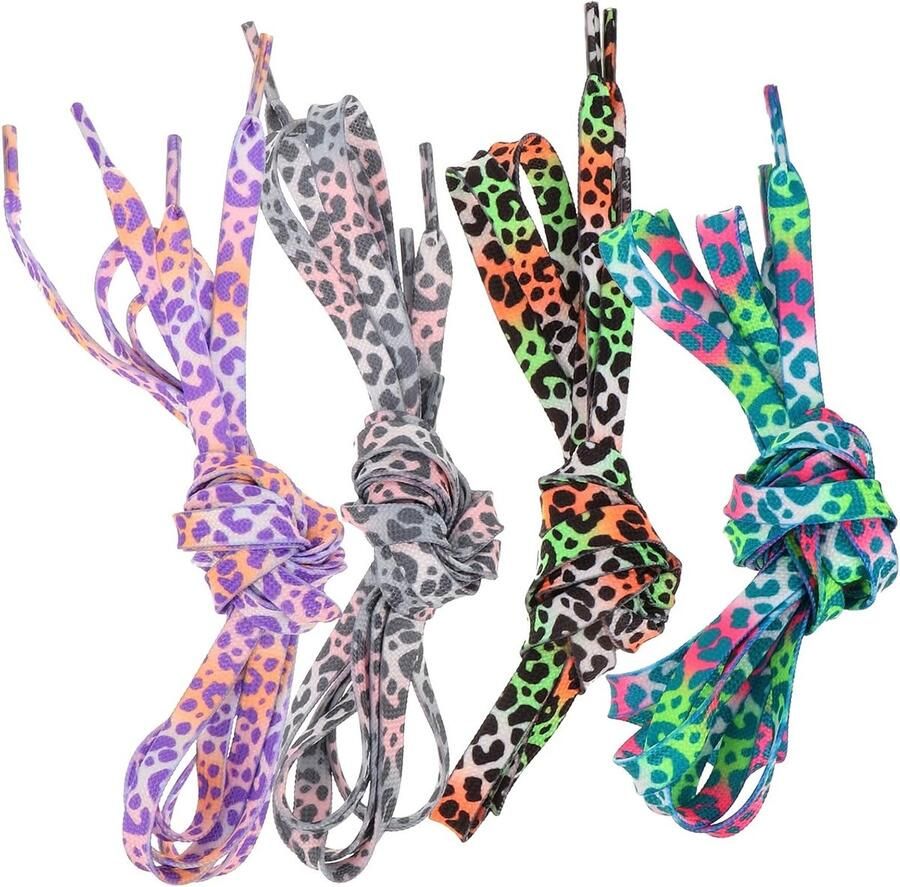 Reflecterende Veters Schoenveters Nachtelijk Zicht Leopard Patroon Lengte Multicolor - Foto 2