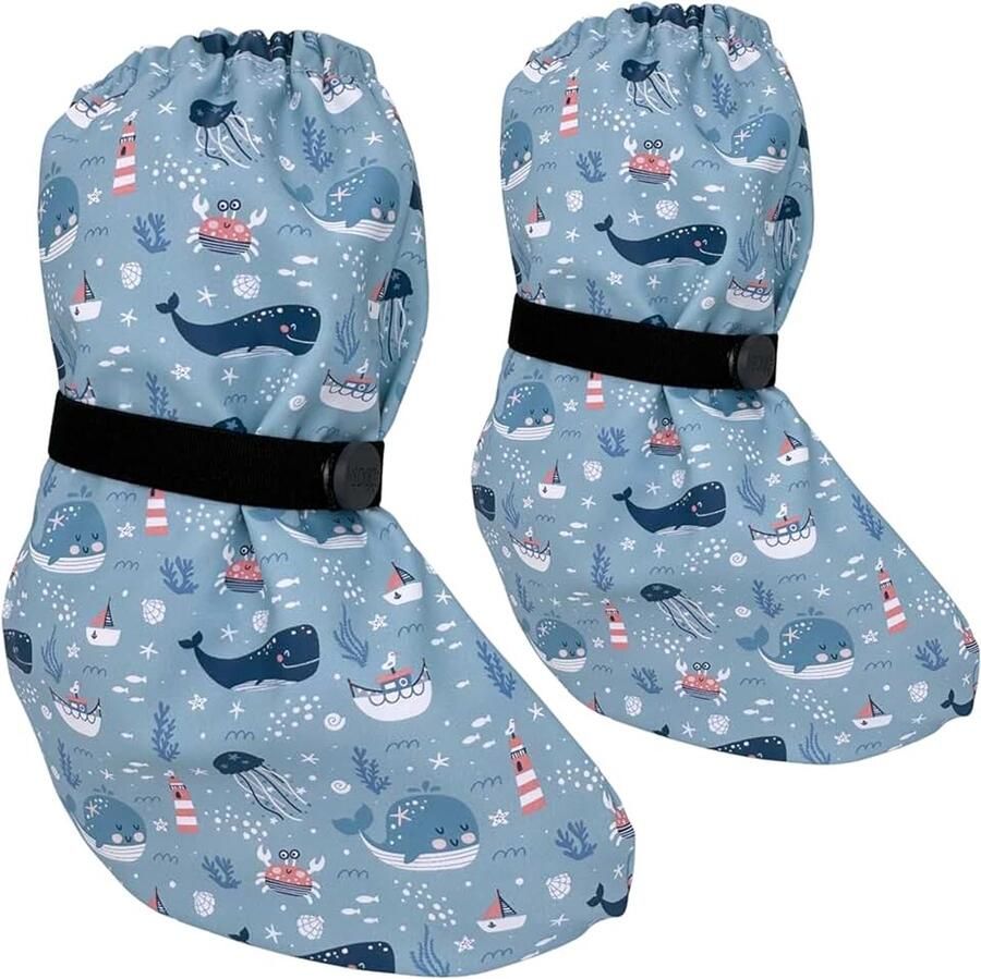 Regenlaarsjes voor baby's waterdicht met fleecevoering Zeedieren buitenschoenen voor baby's en peuters