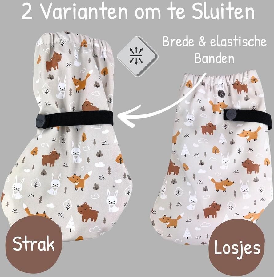 Regenlaarsjes voor baby's zonder fleecevoering Bosdieren overlaarsjes voor kruipende baby's